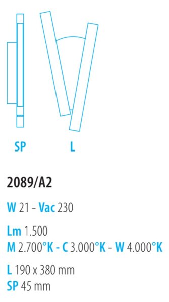 Applique moderno fratelli braga elle 2089 a2 led metallo lampada parete - Fratelli Braga