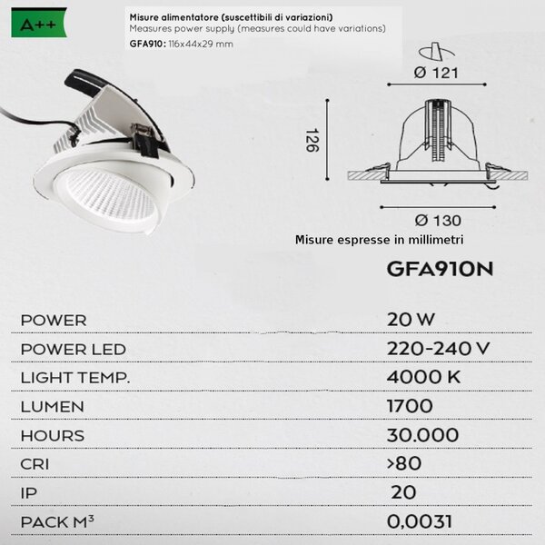 Faretto incasso gea led chandra gfa910n led spot orientabile - Gea Led