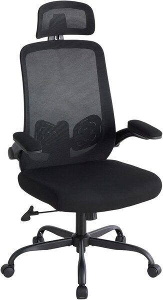 Sedia da ufficio ergonomica con poggiatesta e braccioli regolabili, funzione girevole a 360°, sedia regolabile in altezza, ideale per il gaming e lo studio, adatta per l'ufficio domestico e l'ufficio, colore nero