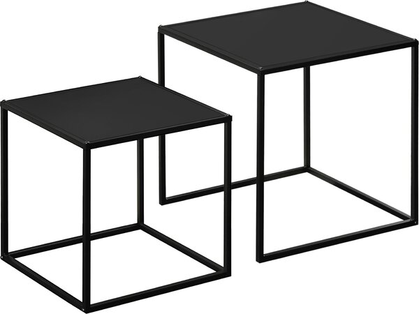 Fortuna Lai Set di tavolini da salotto Set di 2 tavolini Design moderno Struttura in acciaio fino a 10 kg Nero 120x59x45 cm per soggiorno