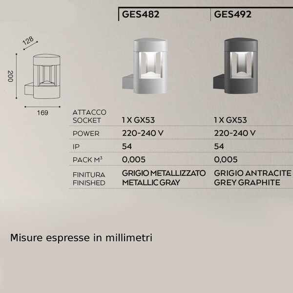 Applique alluminio gea led janet up ges492 led lampada parete moderna esterno gx53 ip54 - Gea Led