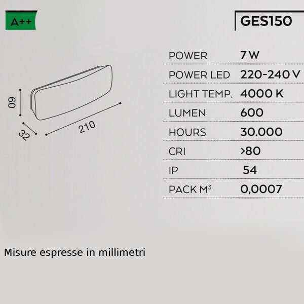 Applique sintetico policarbonato gea led dagr ges150 led lampada parete segnapasso moderna ip54 - Gea Led