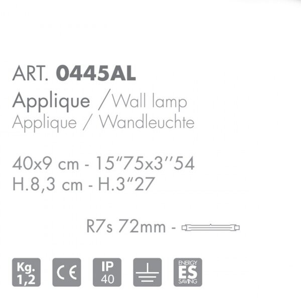 Applique classico selene illuminazione bridge 0445al 025 r7s led metallo biemissione lampada parete - Selene Illuminazione