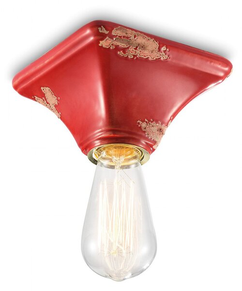 Plafoniera rustica ferroluce retrò vintage c135 e27 led ceramica lampada soffitto - Retrò