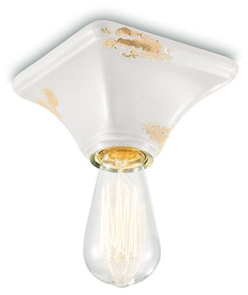 Plafoniera rustica ferroluce retrò vintage c135 e27 led ceramica lampada soffitto - Retrò