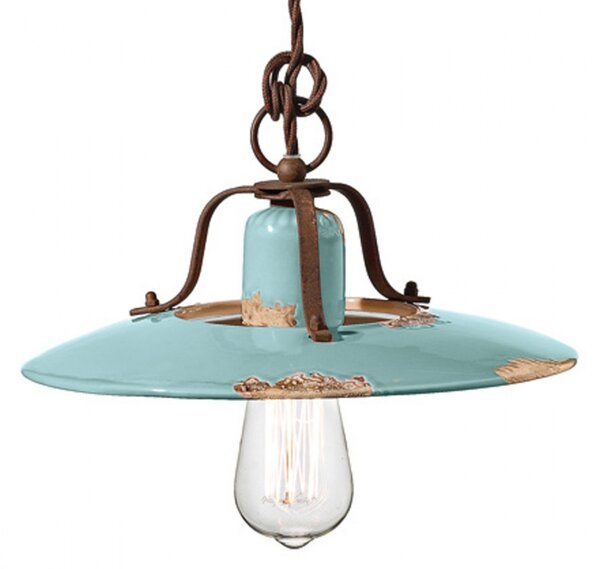 Lampadario rustico ferroluce retrò country c1442 e27 led ceramica sospensione - Retrò
