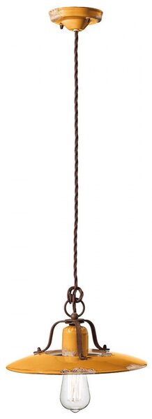 Lampadario rustico ferroluce retrò country c1442 e27 led ceramica sospensione - Retrò