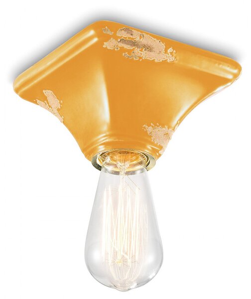Plafoniera rustica ferroluce retrò vintage c135 e27 led ceramica lampada soffitto - Retrò