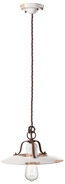 Lampadario rustico ferroluce retrò country c1442 e27 led ceramica sospensione - Retrò
