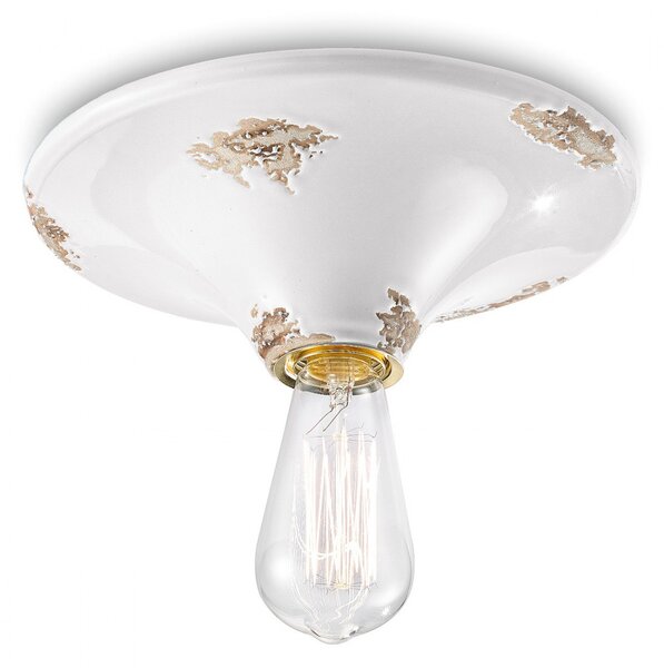 Plafoniera rustica ferroluce retrò vintage c134 e27 led ceramica lampada soffitto - Retrò