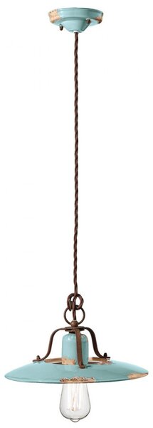 Lampadario rustico ferroluce retrò country c1442 e27 led ceramica sospensione - Retrò