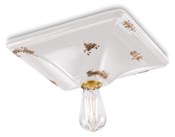 Plafoniera rustica ferroluce retrò vintage c136 e27 led ceramica lampada soffitto - Retrò
