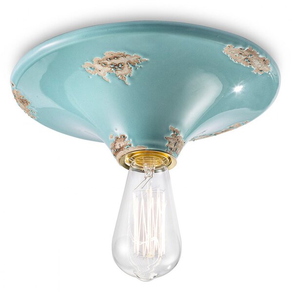 Plafoniera rustica ferroluce retrò vintage c134 e27 led ceramica lampada soffitto - Retrò