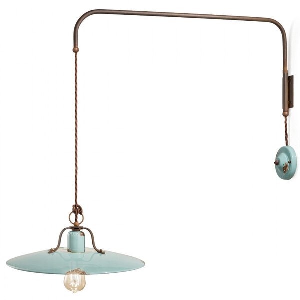 Applique rustico ferroluce retrò country c1447 e27 led ceramica braccio orientabile - Retrò