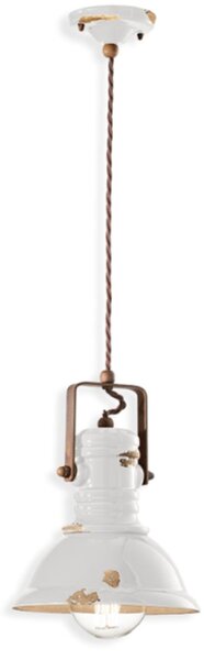 Lampadario rustico ferroluce retrò industrial c1691 e27 led ceramica sospensione - Retrò