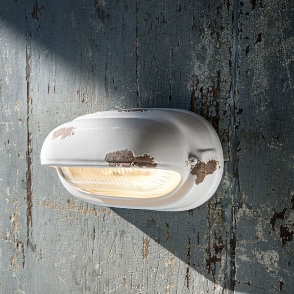 Applique rustico ferroluce retrò vintage c291 e27 led ceramica lampada parete - Retrò