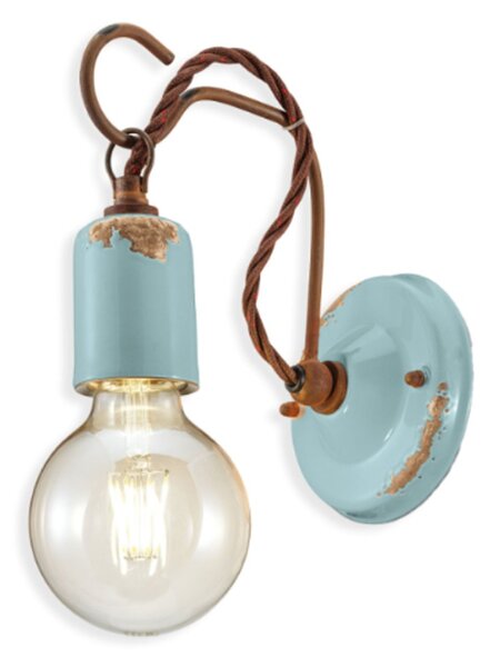 Applique rustica ferroluce retrò vintage c665 e27 led ceramica lampada parete - Retrò