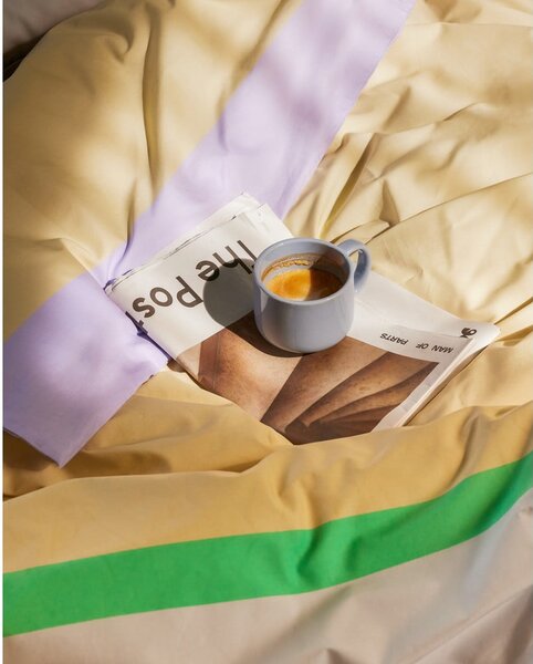Biancheria da letto singolo bianca e beige in cotone 140x200 cm Block - Hübsch