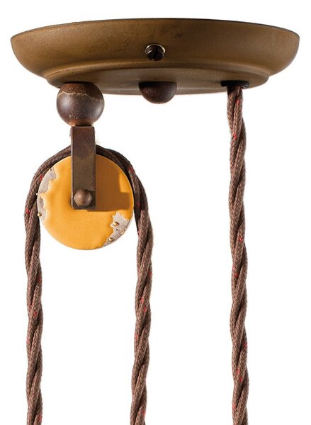 Lampadario rustico ferroluce retrò country c1446 e27 led ceramica saliscendi - Retrò