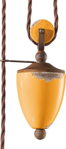 Lampadario rustico ferroluce retrò country c1446 e27 led ceramica saliscendi - Retrò
