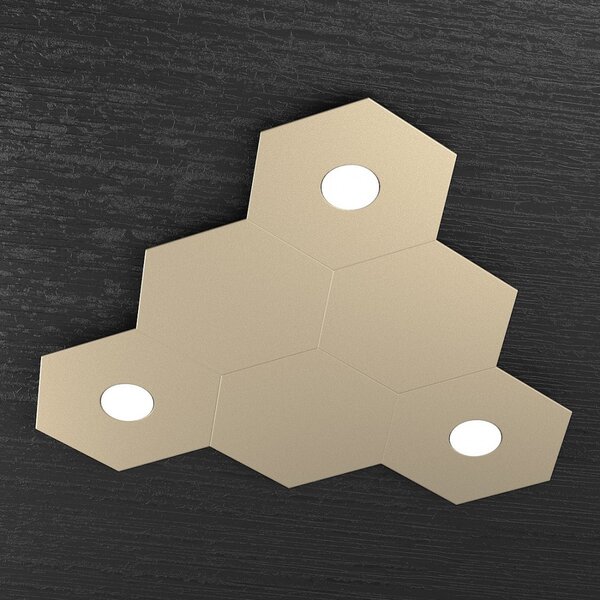 Plafoniera moderna top light hexagon 1142 3l3d a3 gx53 led metallo lampada parete soffitto - Top Light