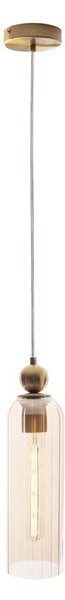 MAXLIGHT P0510 - Lampadario a sospensione con filo CAMPANILA 1xE27/40W/230V diametro 10 cm ottone/beige