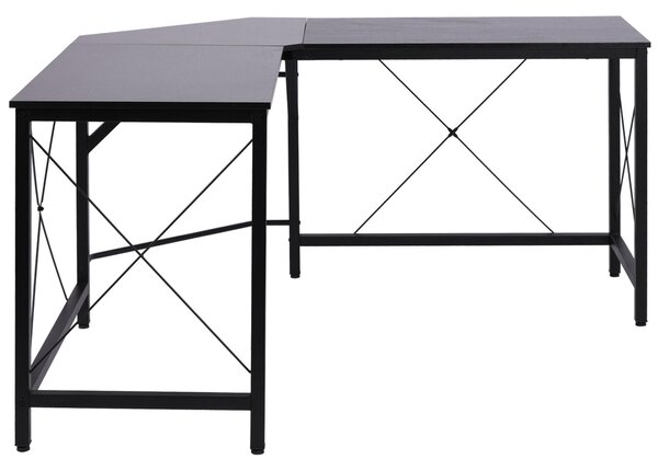 Fortuna Lai Scrivania per computer a forma di L Scrivania angolare 150x150x76 cm MDF nero, scrivania angolare moderna per ufficio e home office