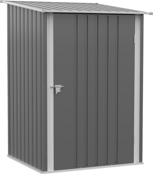 Fortuna Lai Capanno per attrezzi in acciaio 0,92 m² Armadio da giardino chiudibile a chiave con tetto a una falda, 100x103x160 cm, grigio