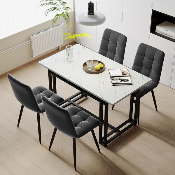 Fortuna Lai Light Tavolo da pranzo con gambe moderne in metallo (1-St) - per sala da pranzo e soggiorno Tavolo con gambe nere 120x70cm