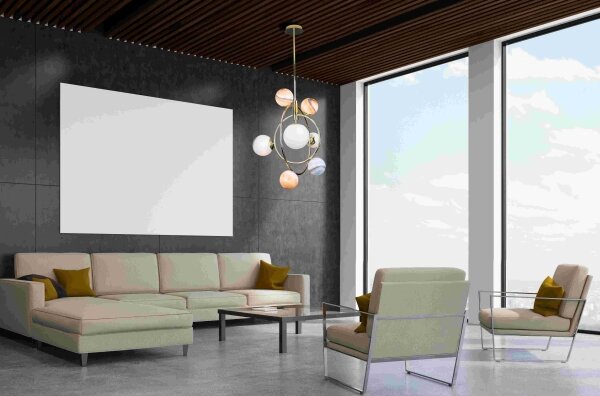 MAXLIGHT P0378 - Lampadario a sospensione con supporto rigido COSMOS 7xG9/40W/230V oro