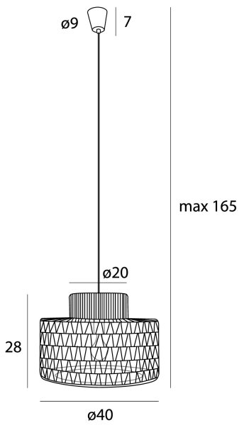 MAXLIGHT P0587 - Lampadario a sospensione con filo RAFFLE 1xE27/15W/230V diametro 40 cm marrone