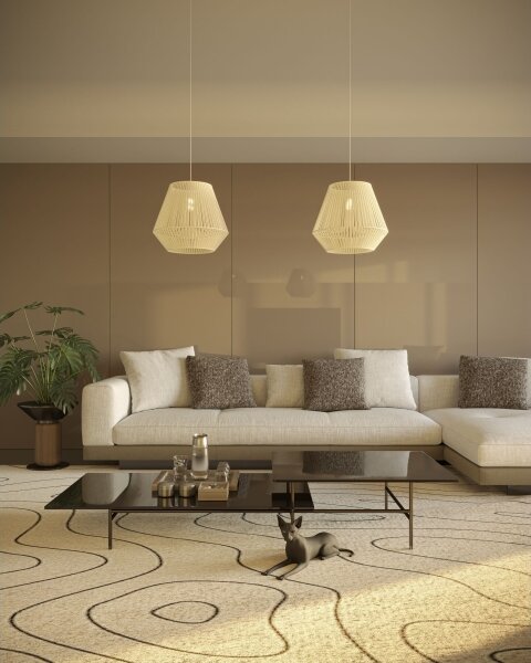 MAXLIGHT P0584 - Lampadario a sospensione con filo PRASLIN 1xE27/15W/230V diametro 44 cm beige