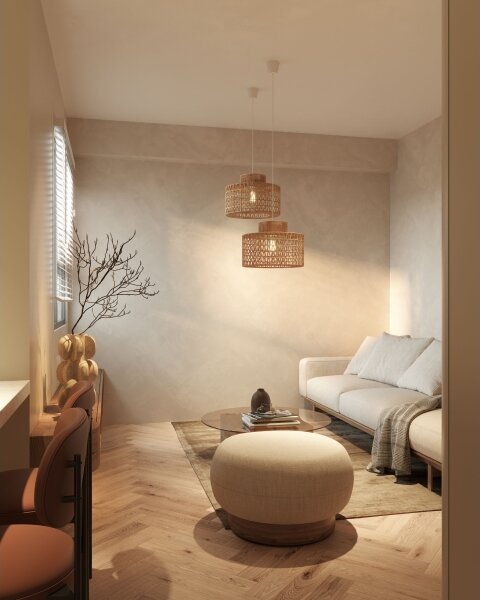 MAXLIGHT P0587 - Lampadario a sospensione con filo RAFFLE 1xE27/15W/230V diametro 40 cm marrone
