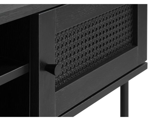 Tavolo TV nero in rovere 120x43 cm Pensacola - Unique Furniture