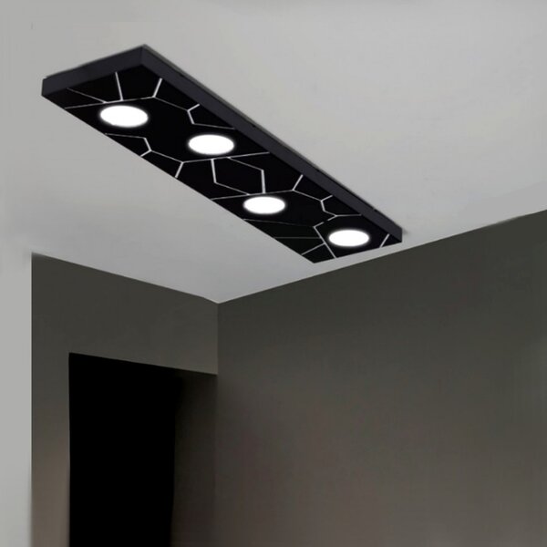 Plafoniera moderna cattaneo street system 873 80pa led 9w gx53 4 luci lampada parete soffitto metallo rettangolare interno - Cattaneo Illuminazione