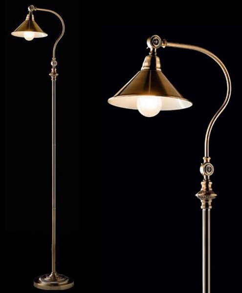 Piantana classica illuminando street te led lampada terra braccio orientabile metallo brunito rustica piatto interni e27 - Illuminando