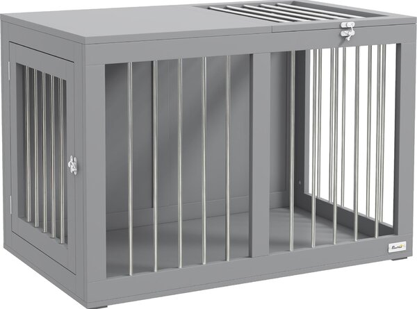 Fortuna Lai Gabbia per cani Box per cani Box da trasporto per cani, 2 porte, chiudibile a chiave, griglia in acciaio, 80 cm x 50 cm x 56,5 cm, grigio