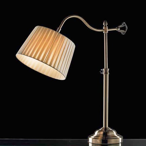 Abat-jour classica illuminando bridge lu led lampada tavolo snodabile metallo brunito paralume stoffa pieghe interni e27 - Illuminando