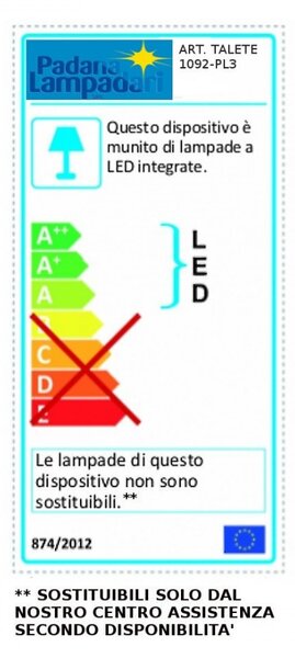 Plafoniera moderna padana lampadari talete 1092 pl3 led 42w metallo alluminio acrilico lampada soffitto - Padana Lampadari