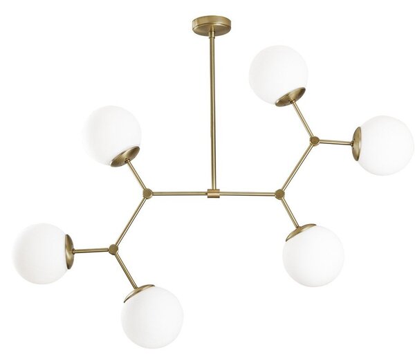 Lampadario bianco/color ottone con paralume in vetro Damar – Opviq lights