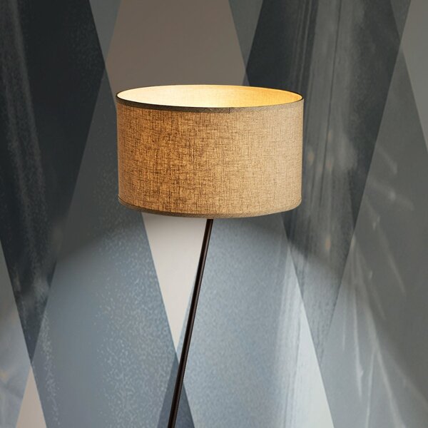 Piantana classica illuminando comoda te led lampada terra legno paralume orientabile tessuto sabbia cilindro interno e27 - Illuminando