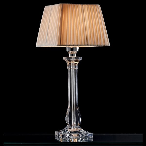 Abat-jour classica illuminando sofia lu g led lampada tavolo acrilico trasparente paralume plissettato quadrato tessuto e27 - Illuminando