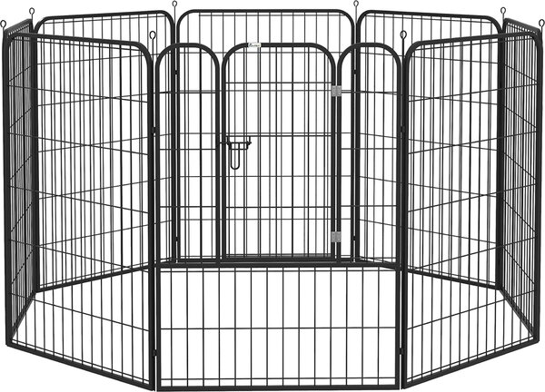 Fortuna Lai Recinto per cuccioli, recinto all'aperto per animali domestici, box, recinto, recinto per cani, con porta, metallo, 79x100 cm, nero