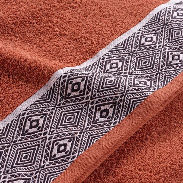 Asciugamano in spugna di cotone color mattone 70x130 cm Esteban - douceur d'intérieur