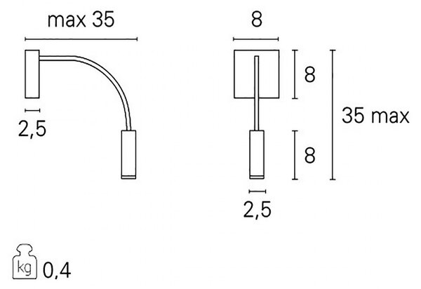 Applique moderno pan international london led alluminio lampada parete orientabile - Pan International