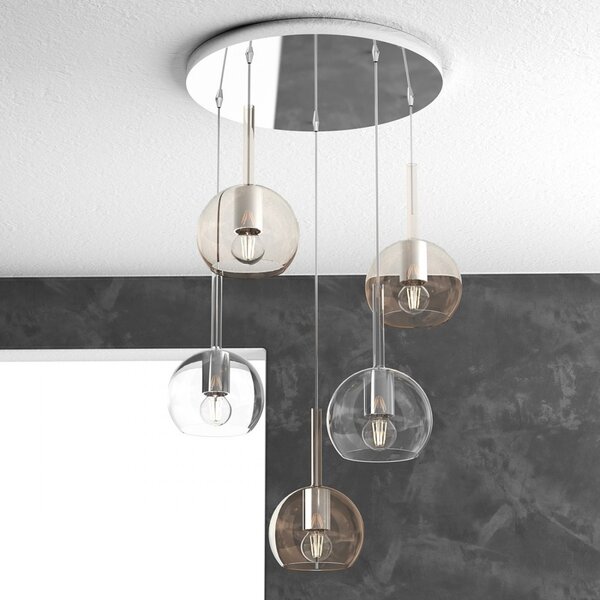 Plafoniera moderna top light future 1155cr s5 tp ta e27 led vetro pirex soffiato - Top Light