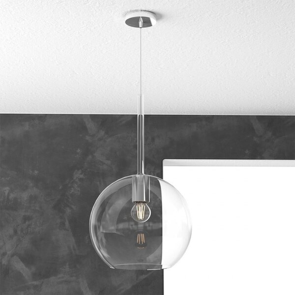 Lampadario moderno top light future 1155cr sg e27 led vetro pirex soffiato sospensione - Top Light