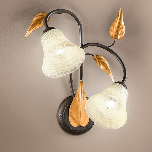 Applique classico due p illuminazione tosca ap2 e14 led metallo vetro lampada parete - Due P Illuminazione