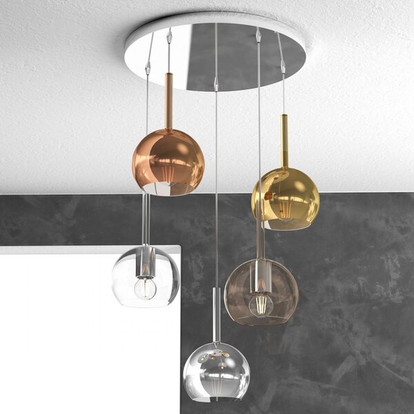 Plafoniera moderna top light future 1155cr s5 tp mc e27 led vetro pirex soffiato - Top Light