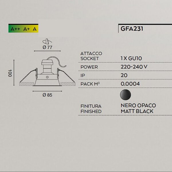 Faretto incasso gea luce helios r gfa231 gu10 led orientabile cartongesso - Gea Led